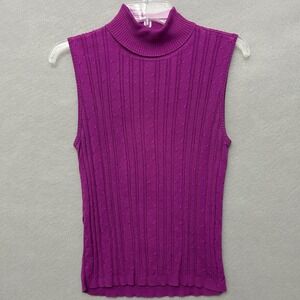VTG Tank Top Women's L Sweater Silk Blend Barbiecore Turtleneck Classic Twee
